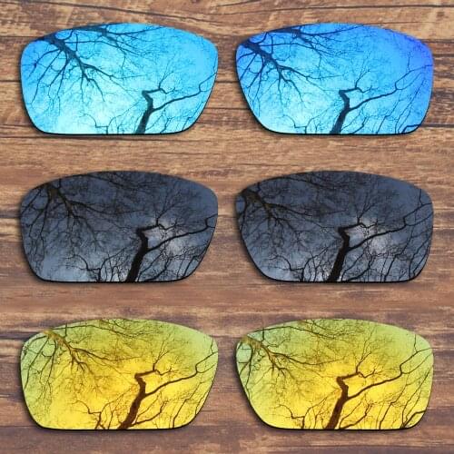 ToughAsNails 3 Pairs Black.Blue.Gold Polarized Replacement Lenses for Oakley Fuel Cell OO9096 Sunglasses