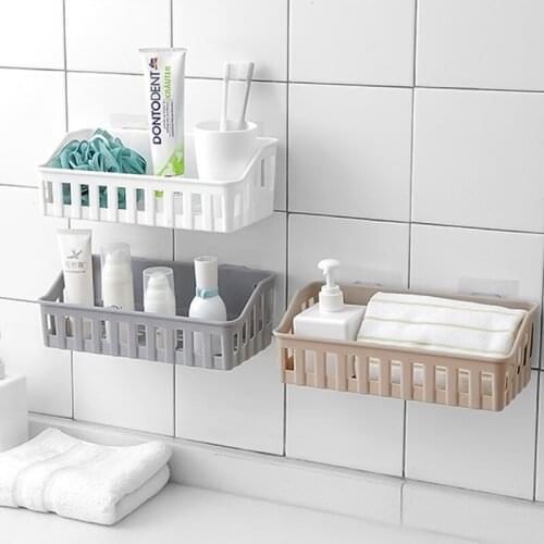 High-quality PP Kitchen Bathroom Wall Storage Shelf Hanging Rack Household Corner Basket Organizer Multifunction Storage Racks