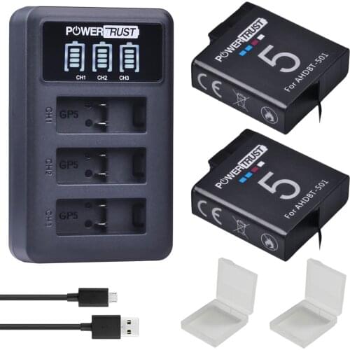 For new Gopro 7 Gopro 8 AHDBT-501 Battery+LED USB 3 Slots Charger with Type C port for Gopro hero 5 Gopro 6 Gopro7 Action Camera