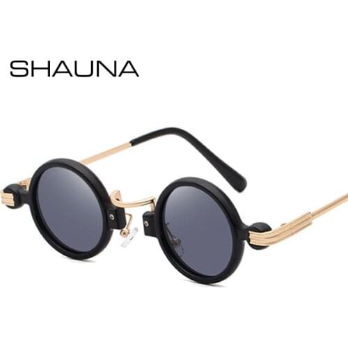 SHAUNA Retro Punk Sunglasses Women Vintage Small Round Shades Men UV400