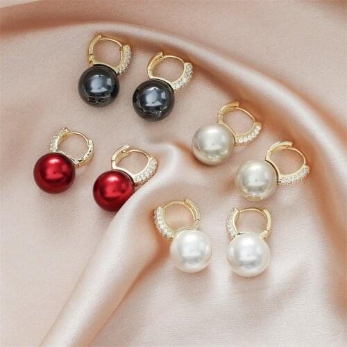 QUEEN ELISA Geometric Crystal Drop Earrings Pearl Dangle Earrings for Women Korean Elegant Luxury Earrings 2021 New Wholesale