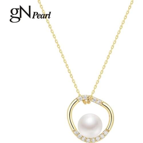 GN Pearl Genuien Pearl Pendant Pearl Necklaces 925 Sterling Silver 5-6mm Natural Freshwater Drop Shape Choker Chain Necklace