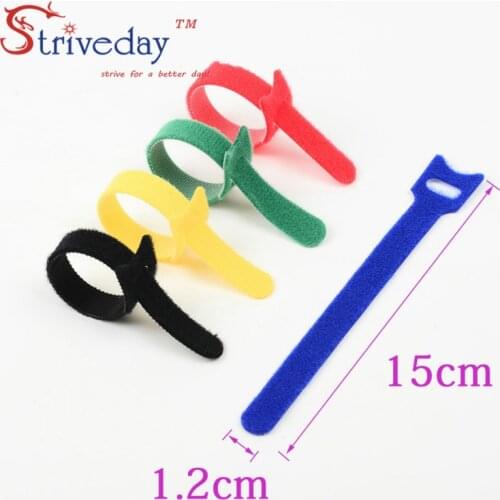 10pcs 5 Colors selectable Velcro tie self-adhesive fiber optic cable wire cable ties/ data cable ties