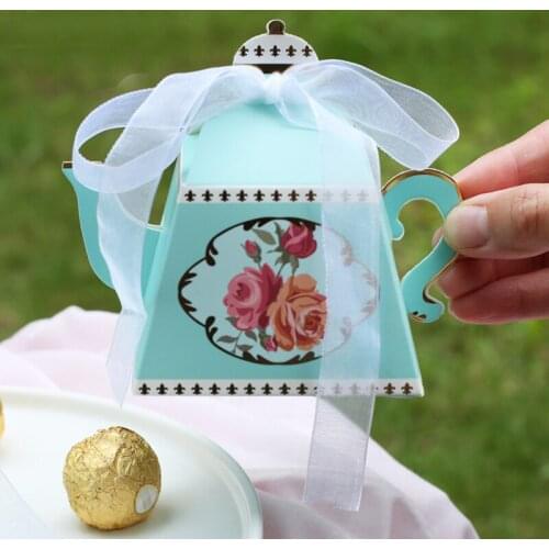 10PCS Teapot Shape Paper Candy Boxes Wedding Gifts Box Packing DIY Happy Birthday Christmas Baby Shower Party Favors Supplies