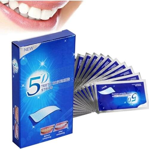 14 Pair 5D Gel Teeth Cleaning Strips Oral Hygiene Care Double Elastic Teeth Bleaching Strips False Teeth Veneers