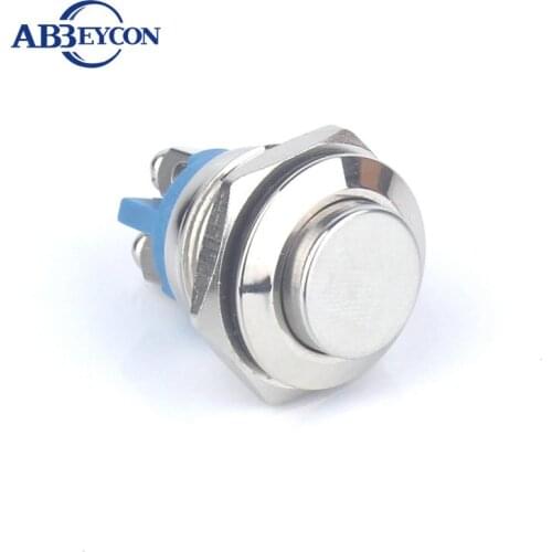 16mm High Round Head IP65 Momentary 2 Pin Solder Terminal Golden Silver Housing Color Actuator Electric Push Button Reset Switch