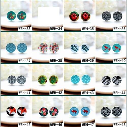 20PCS(33-48) 16mm Round Flower No holes Photo Wood Laser Cut Cabochon to make Rings, Earrings,Bobby pin,Necklaces -(WEH)