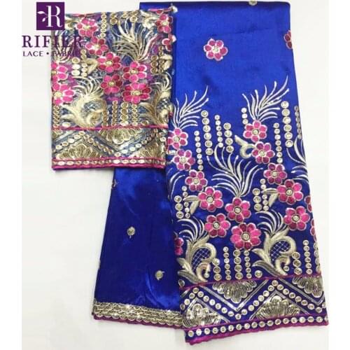 2018 High Quality Design George Sequins Fabric With Blouse African Nigerian Wedding Noble Laces Flower Embroidered Lace Material