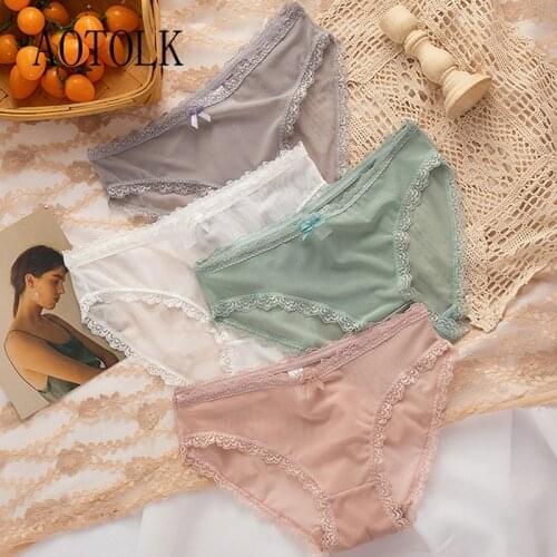 3Pac Sexy Lingerie Panties Set Lace Women Size L-XL Soft Breathable Briefs Underwear Transparent Female Ladies Panty Tempting