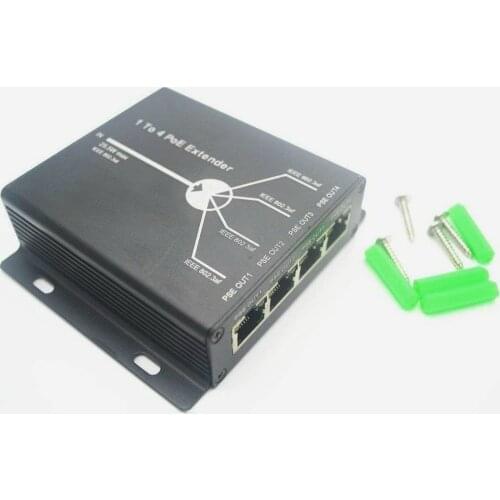 4 Port IEEE802.3at 25.5W PoE Extender / Repeater for IP camera Extend 120m transmission distance with 10/100M LAN ports
