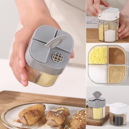 4-in-1 BBQ Seasoning Jar Spice Salt And Pepper Shakers Kitchen Seasoning Container Set Spices Tableware Storage Box Spice Tools