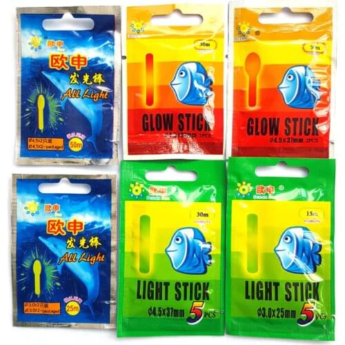 5packs/lot Red/Yellow Light sticks Clip On / Bulb / Cylinder Luminous Lightstick Glow Stick Night Fishing accessories A356