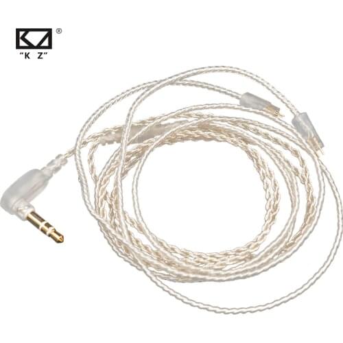 Auriculares KZ chapados en plata con Cable actualizado de 8 nucleos, Cable de reemplazo de 2 pines para KZ ZST ZS3 ZS4 ZS10 ZSA