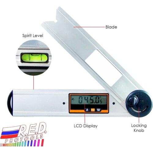 Digital Waterproof Angle Finder Gauge Protractor Meter Bubble Spirit Level 360 degree with Analog Quadrant Display