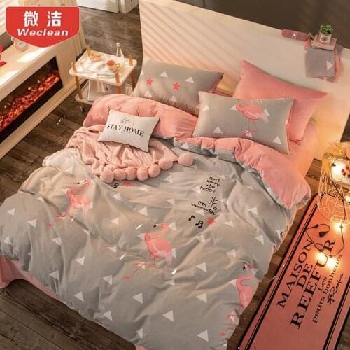 AB version cotton velvet four-piece double-purpose thickened warm crystal velvet bedding quilts sheets