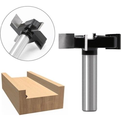 12mm 1/2" Shank Wood Milling Cutter Planing Adapter Collet Surfacing Flattening Router Bit T-blade Slab Woodworking Tool