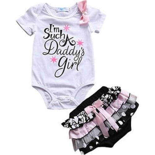 2PCS Newborn Toddler Infant Childrens Clothing Set Baby Girls Clothes Print Letter Girl Short Sleeve Bodysuits Shorts Summer