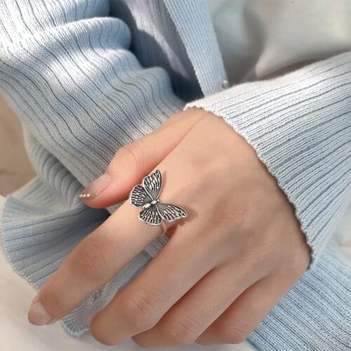 Korean Open Adjustable Butterfly Finger Rings for Women Wedding Ring Jewelry Valentines Day GIFT