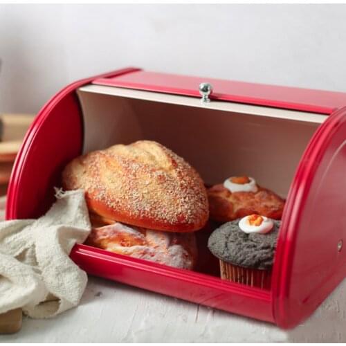 Red Roll Top Bread Box for kitchen, bread bin, bread storage and bread holder Kitchen Supplies