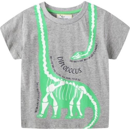 New Arrival Summer Animals Dinosaur Embroidery Baby T shirts Cotton Boys Girls Tops Cute Childrens Clothes