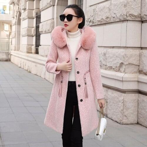 New Woolen Coat Female Jacket Winter Jacket Women Clothes Lmitation Mink Velvet Thicken Warm Gold Mink Outwear Plus Size R883