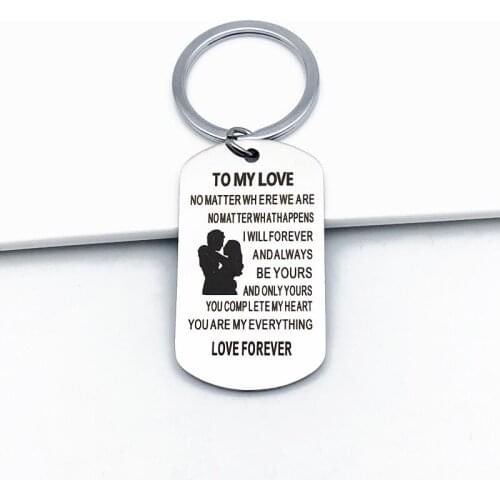 DIY Stainless Steel Couple Keychain TO MY LOVE NO MATTER WHERE car key rong men women Gift key chain Jewelry K2198