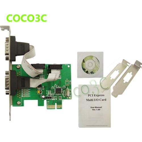 PCIe 2 Serial ports Controller card PCI express to RS-232 com port adapter for printer scanner modem