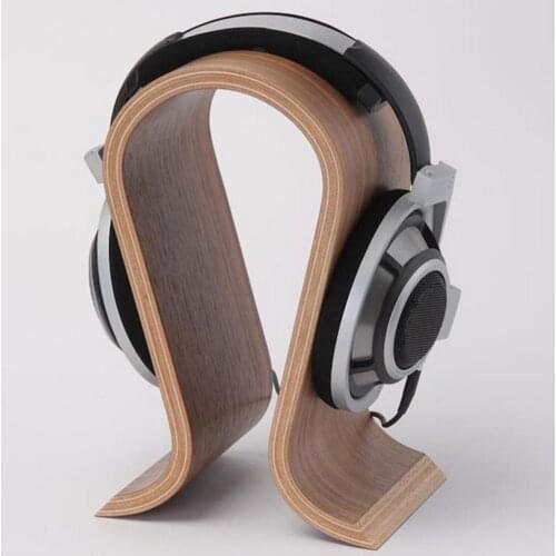 2020 Wooden Headphone Stand U Shape Headphone Holder Classic Walnut Finish Headset Stand Hanger for Home Office Studio Bedroom