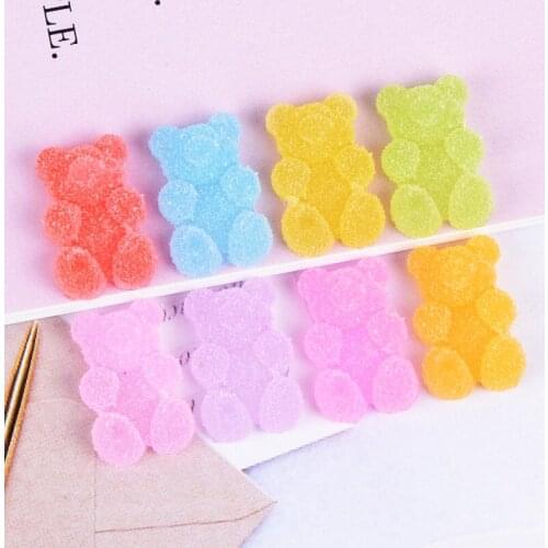 10/20 Pcs Resin Bear Candy Charms Sweet Sugar Polymer Clay Box Toy For Children Charms Modeling Clay DIY Accessory