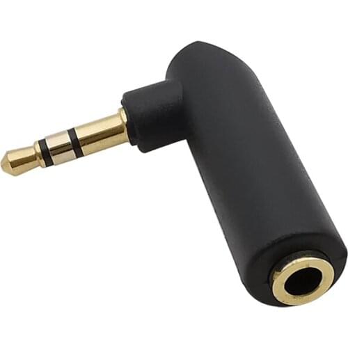 Gold-Plated 3.5mm Plug Audio Adapter Right Angle 3.5mm Female Jack to 3.5mm Male 3 Pole Stereo Connector Aux Extension Converter