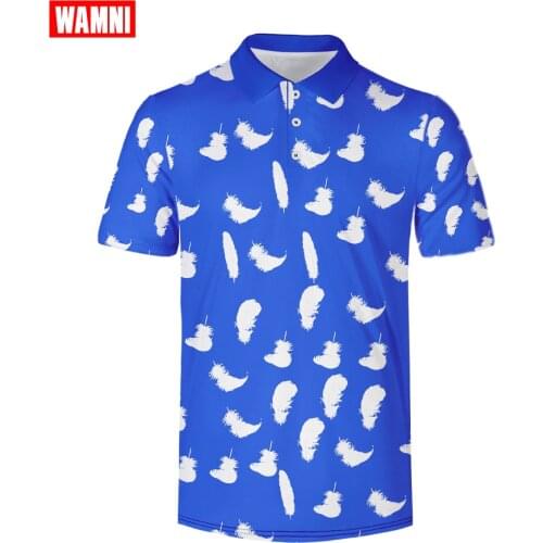 WAMNI 3D Sky Blue Shirt Heat Red Gradient Youth Fashion Wave Dot Man Sport Breathable Loose -shirt Oversize