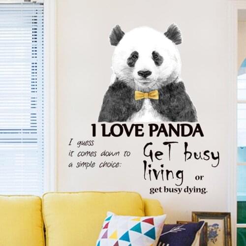 DIY I LOVE PANDA vinyl wall sticker nursery school children room living room bedroom home decoration art decals murals