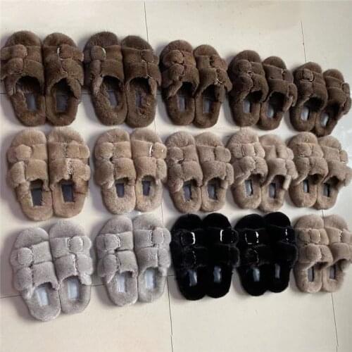 New Ladies Slippers 100% High Quality Mink Slippers Real Mink Slippers Casual Flat Shoes Home Shoes Girl Outdoor Slippers Fast