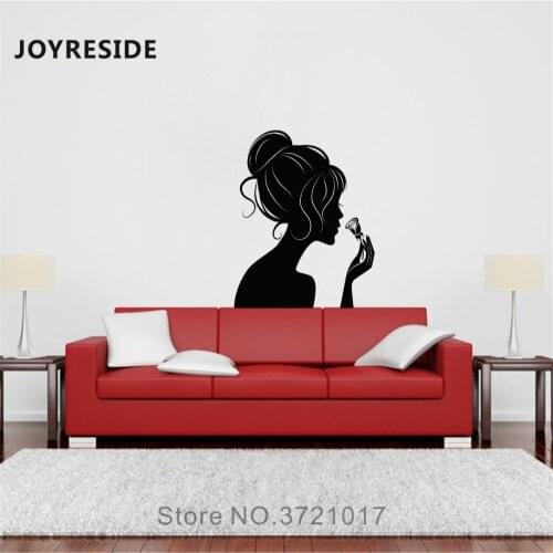 JOYRESIDE Beautiful Woman Wall Decal Beauty Salon Girl Wall Sticker Art Vinyl Decor Home Livingroom Decor Interior Design A1029