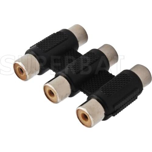 Superbat 3 RCA AV Audio Video Jack to Female Coupler extender Adapter Cable Component Connector