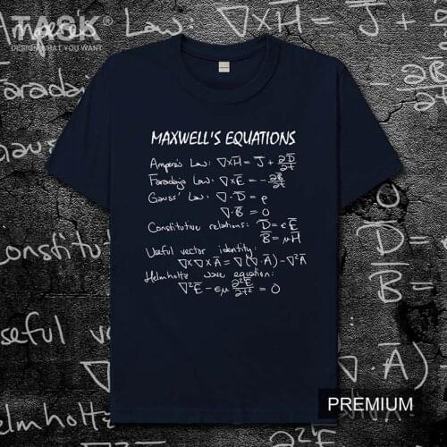 Subject Maxwells Equations Physics Electromagnetic formula prined cotton short sleeve T-shirt mens summer half sleeved tops