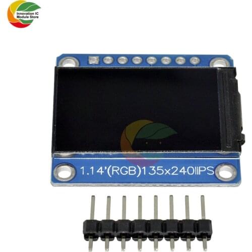 Ziqqucu 1.14 inch SPI 240x135 RGB TFT LCD Display Module ST7789 IPS HD LCD Display for Arduino C51 STM32 3.3V with Pin