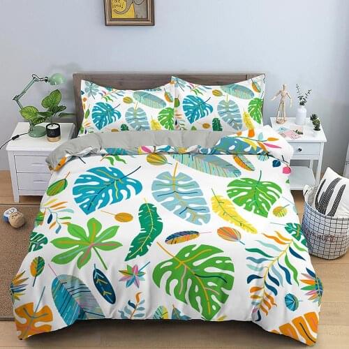 Tropical Leaves Duvet Cover Set Bedding Sets with Pillow Covers Double Single Full Twin King Queen Size for Kids Bedding