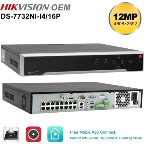 UniLook Max 12MP 32CH POE NVR H.265+ Network Video Recorder ONVIF UP To 32TB Hikvision OEM DS-7732NI-I4/16P NVR Suppot IVMS4200