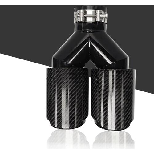 One Pcs 63-89mm Universal carbon fiber exhaust Tip glossy Black Paint Carbon Fiber Muffler Pipe For Car Accessorie