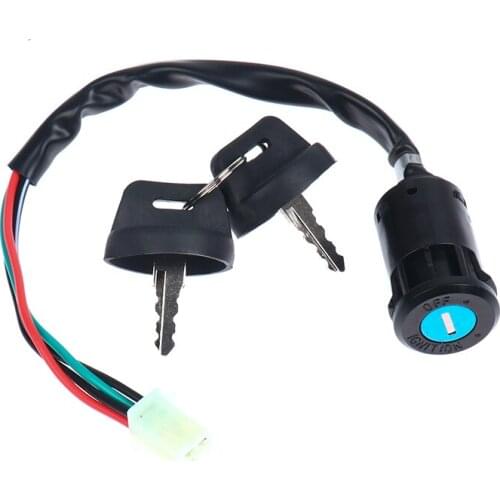 Universal 4 Wires Ignition Barrel Switch With 2 Key For Motorcycle Bike ATV