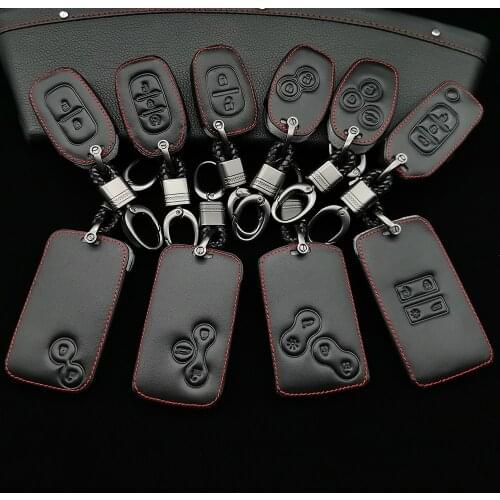 100% Leather Car Key Case For Renault Clio Login Megane Smart Key Cover 2 3 Koleos Landscape Key Card Bag Protective Shell