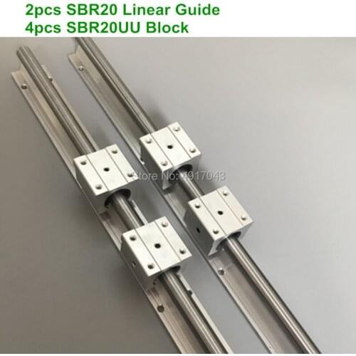 2pcs SBR20 linear guide 1500 mm 20mm Linear rails 4pcs SBR20UU Ball Bearing Block CNC Router