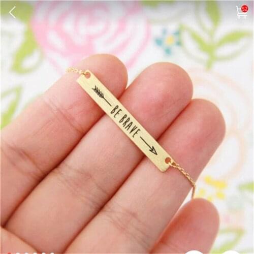 2017 Minimalist Bar Pendant Necklace "Be Brave" Bar Necklace For Women Men Jewelry