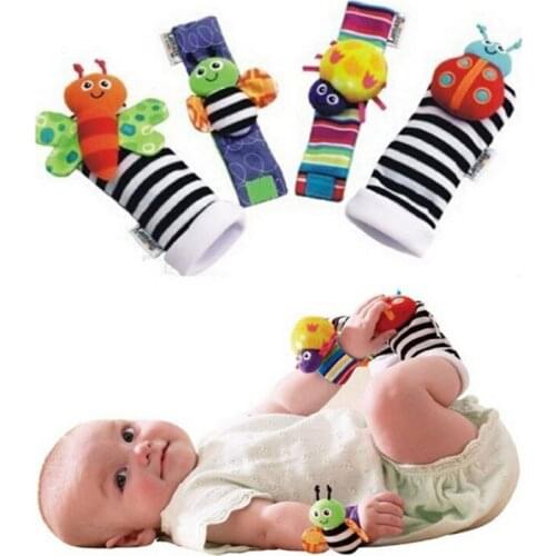2021 Lowest price(4pcs/lot=2 pcs waist+2 pcs socks) New Hot Toy Baby Rattle toy Rattle Foot Socks Garden Bug Wrist Drop Shopping