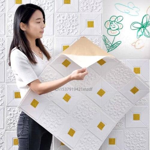 3D Wall Stickers Ceiling Sticker Roof Decoration Foam Wallpaper Stereo Waterproof DIY TV Background Wallpaper Decoration Sticker
