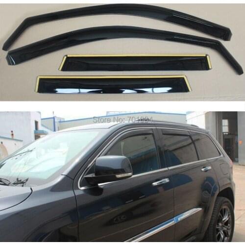 4 Pieces Set Embedded Type Window Visors Rain Sun Guard Vent Shade Set For Jeep Cherokee 2013 2014 2015 2016 [QPA404]