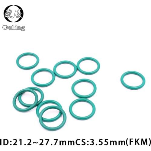 5PC/Lot Green FKM Rubber O-rings Seal CS3.55mm ID21.2/22.4/23.6/25/25.8/26.5/27.7mm O Ring Seal Gasket Rings Sealing Washer