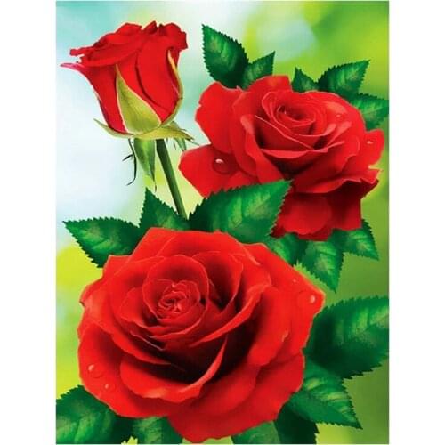 BMBY-Diamond Embroidery Rose DIY Diamond Painting Flower Cross Stitch Home Decor Picture of Rhinestone Full Round Drill