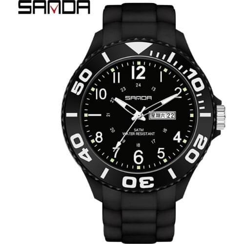 SANDA Top Brand Quartz Sports Watches Women Mens Military Wristwatch Waterproof Date Luminous Thin Analog Quartz Watch reloj